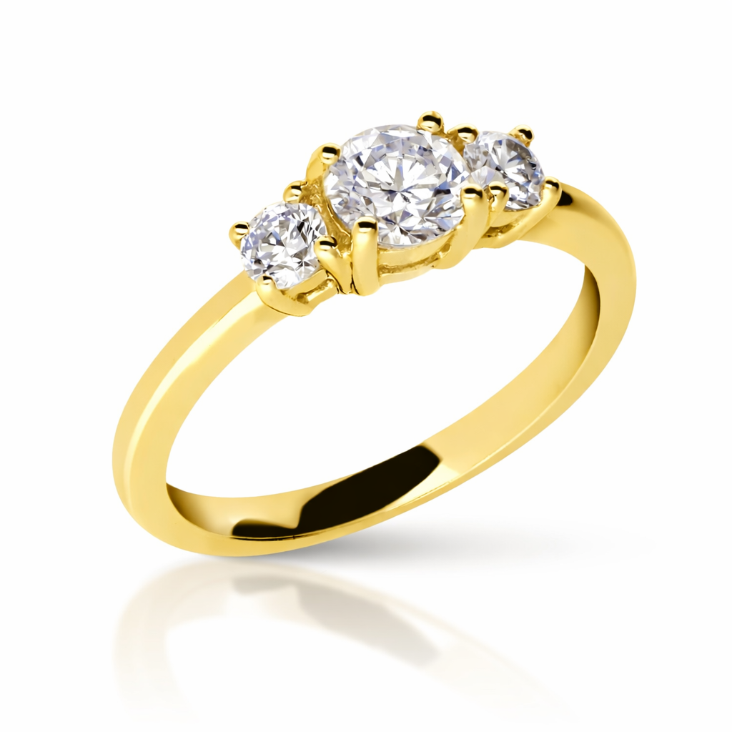Anillo tresillo diamantes oro 18 Kilates
