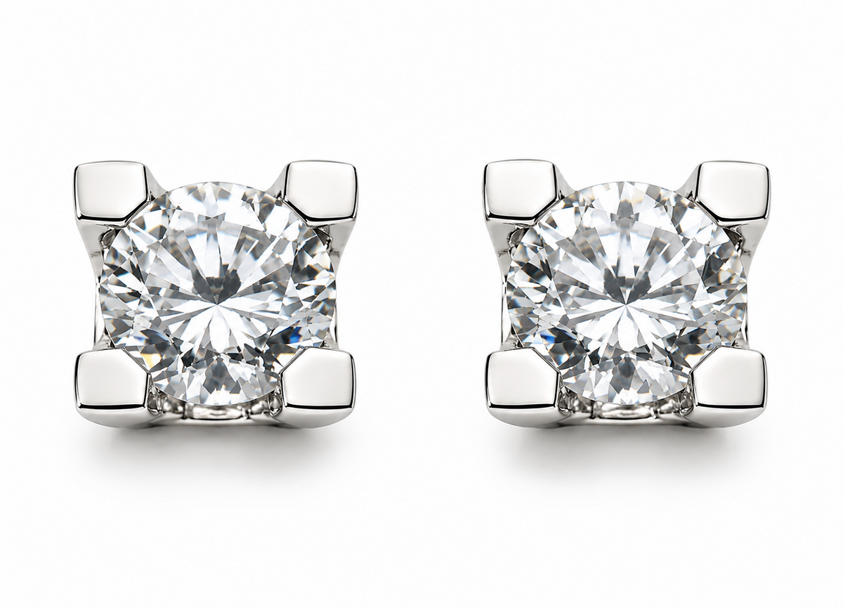 Pendientes diamantes 4 garras oro 18 Kilates